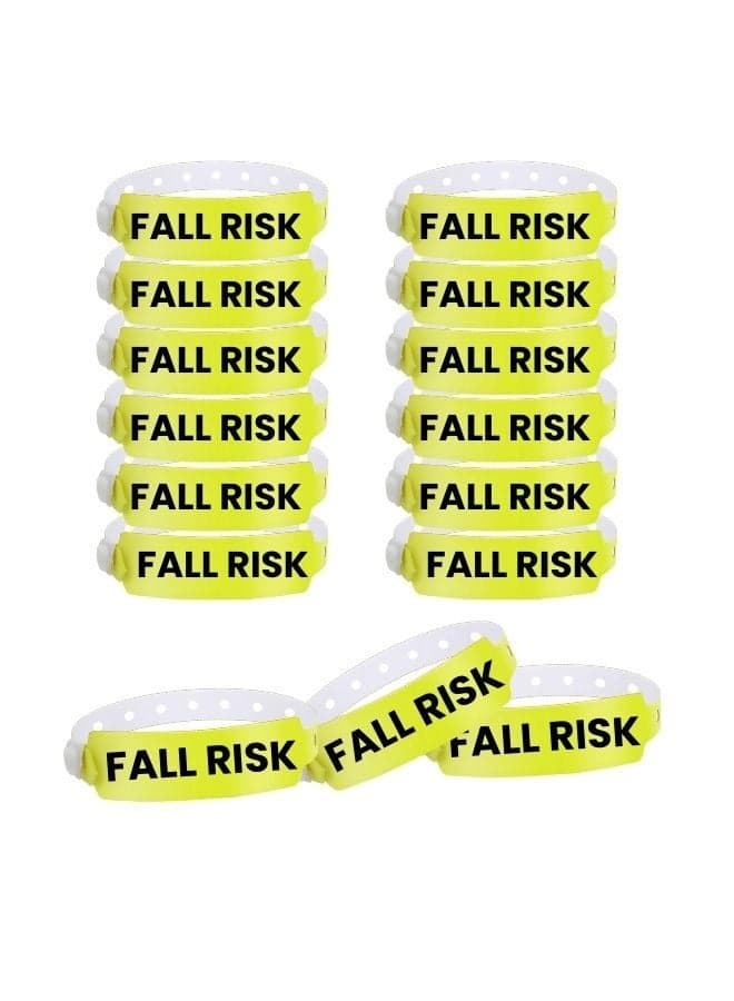 Fall Risk Bracelet Emergency Alert Wristband Snap Closure For Men Women|Elderly Hospital Patient|Plastic Lshape|Wide Body|Silicon Rubber|Tyveck Paper Band(Yellow Wide Body Wristband)
