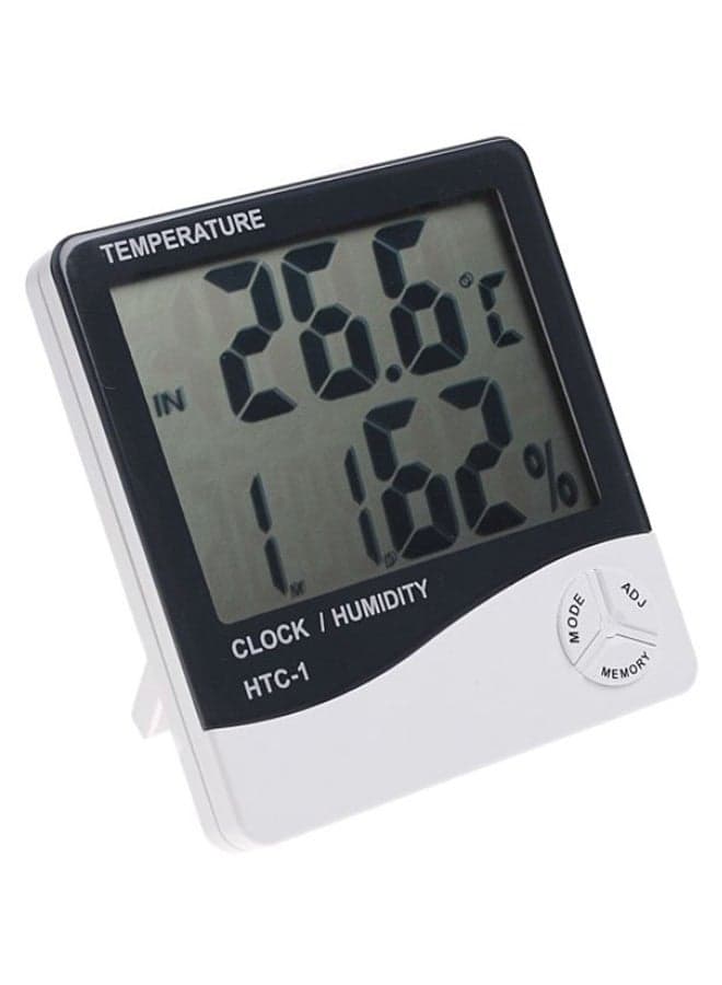 Digital LCD Temperature And Humidity Clock Black/White
