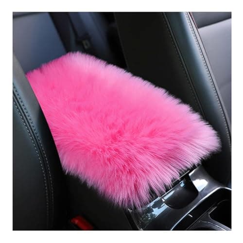 Suvnie Furry Car Center Console Cover 11879 Sheepskin Wool Armrest Box Cushion Pad Comfort Soft Auto Center Console Protector Interior Decor Accessories for Most Vehicles Dark Pink