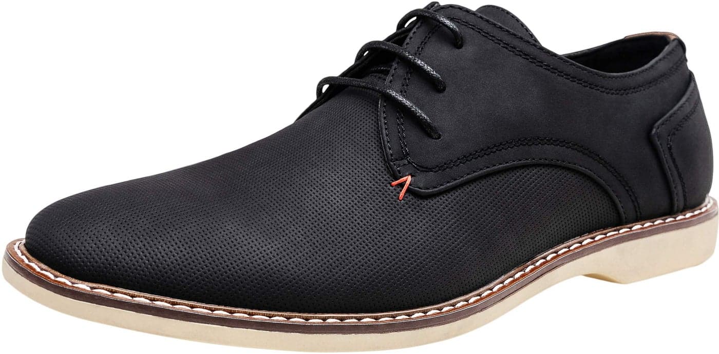 Jousen Men's Dress Shoes Plain Toe Suede Oxford Casual Business Dress Shoes Classic Formal Derby Shoes (AMY622 Black 8)