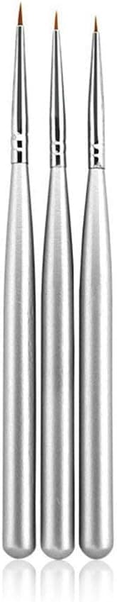 KADS 3pcsset Professional Acrylic Nail Art Brush Set for UV Gel Nail Art Clean Up Nylon Head Wood Handle Silver