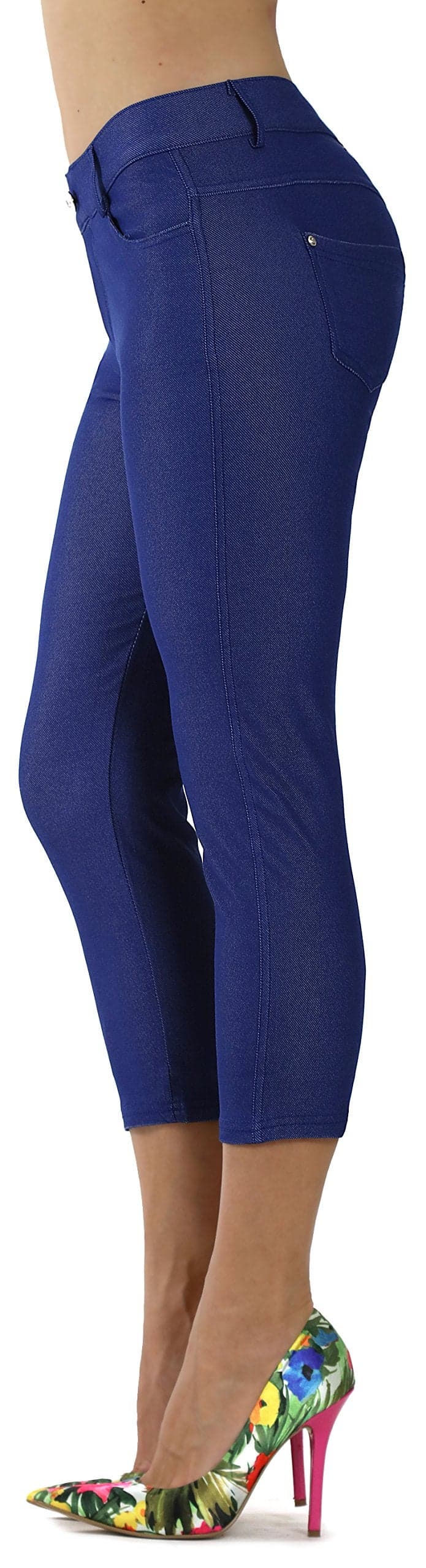 Prolific Health Womens Jean Look Jeggings Tights Slimming Many Colors Spandex Leggings Pants SXXXL Large Denim Blue Capri