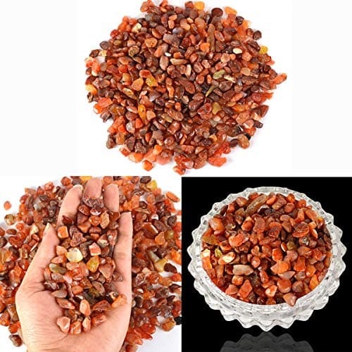 Reiki Crystal Products Natural Carnelian Crystal Stone Chips Dust Raw Rough Stone for Vastu Correction, Reiki Healing and Crystal Healing Stones - Pack of 50 Gm (Carnelian)