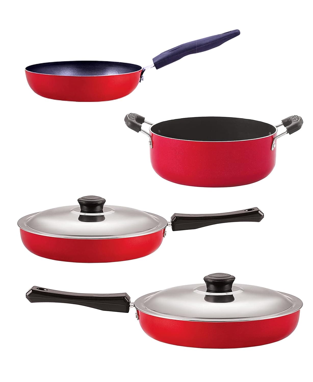 Nirlon Non Stick cookware Set of 4 Pieces Combo with bakelight Handle (FP10_FP13_CVG_CS24)