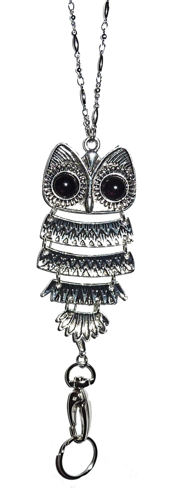 Hidden Hollow Beads Owl Breakaway Women's Lanyard Strong Stainless Steel Chain, Trendy ID Badge Card Holder Teacher Nurse Cruise Keys Keychain