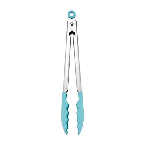 KitchenAid Silicone Tipped Stainless Steel Tongs, 12 Inch, Aqua Sky