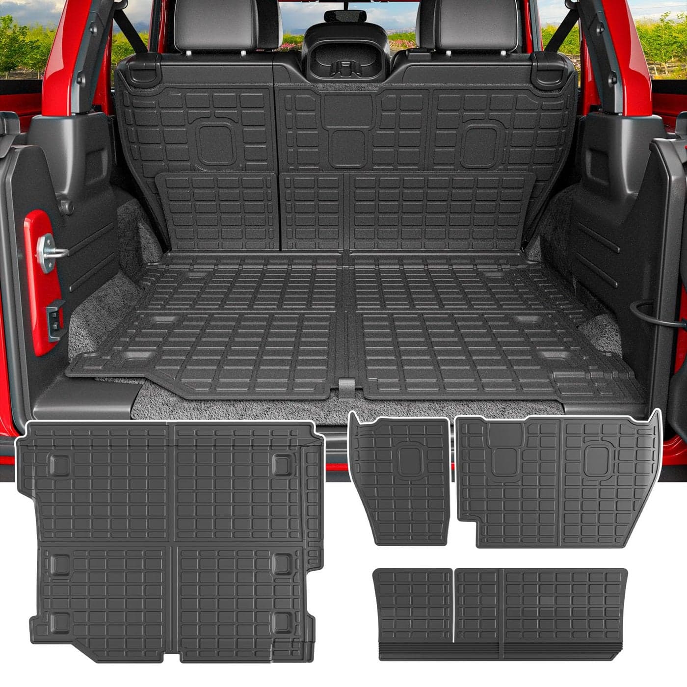 powoq Cargo Mat Compatible with 20182025 Jeep Wrangler JL Unlimited 4 Door Backrest Mat Trunk Mat TPE Replacement for 1825 Jeep Wrangler JL 4X4 Accessories Fit 1825 JL 4X4Trunk MatBackrest Mat