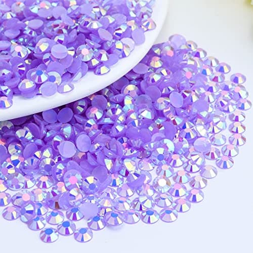 Briskbloom 2000PCS 5mm Resin Flatback Rhinestone Light PurpleViolet AB Color Flatback Jelly Resin Rhinestones for Mugs Bottles Tumblers Craft Decoration Loose Bling Glitter Diamond Stone