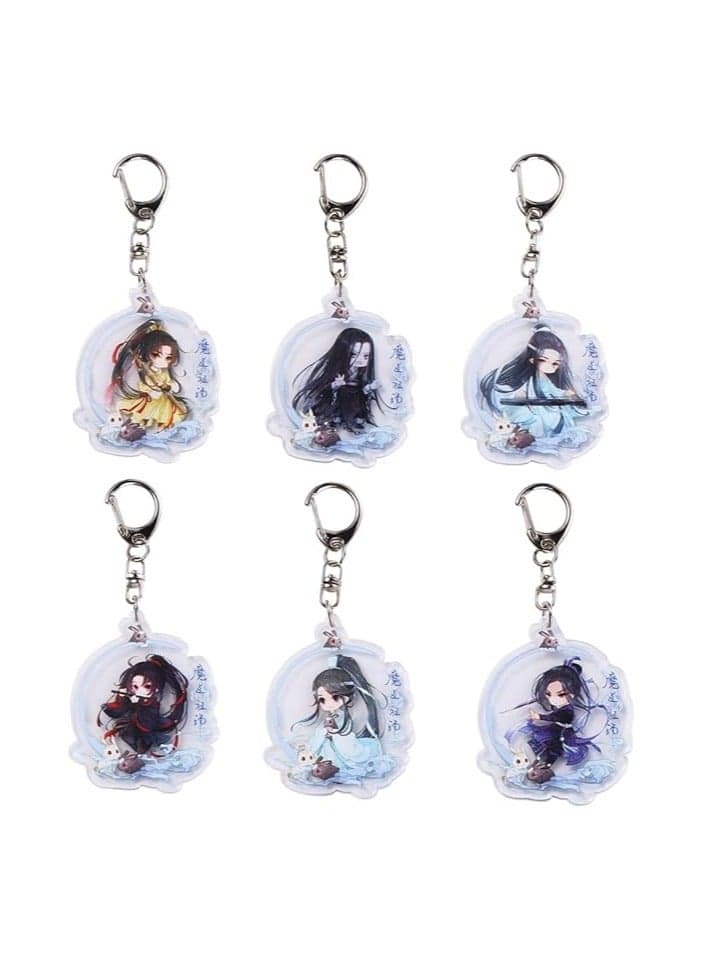 6 Piece Set Mo Dao Zu Shi Anime Acrylic Keychain Double-Faced Character Keychain Car Interior Accessories