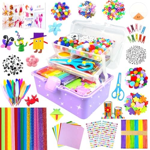 3000 Arts and Crafts Supplies for Kids Craft Kit Craft Box with Pipe Cleaners Arts and Crafts for Kids Age 46 68 812 DIY School Supplies Materials Set Toys Gifts for Girls Boys Toddlers Purple
