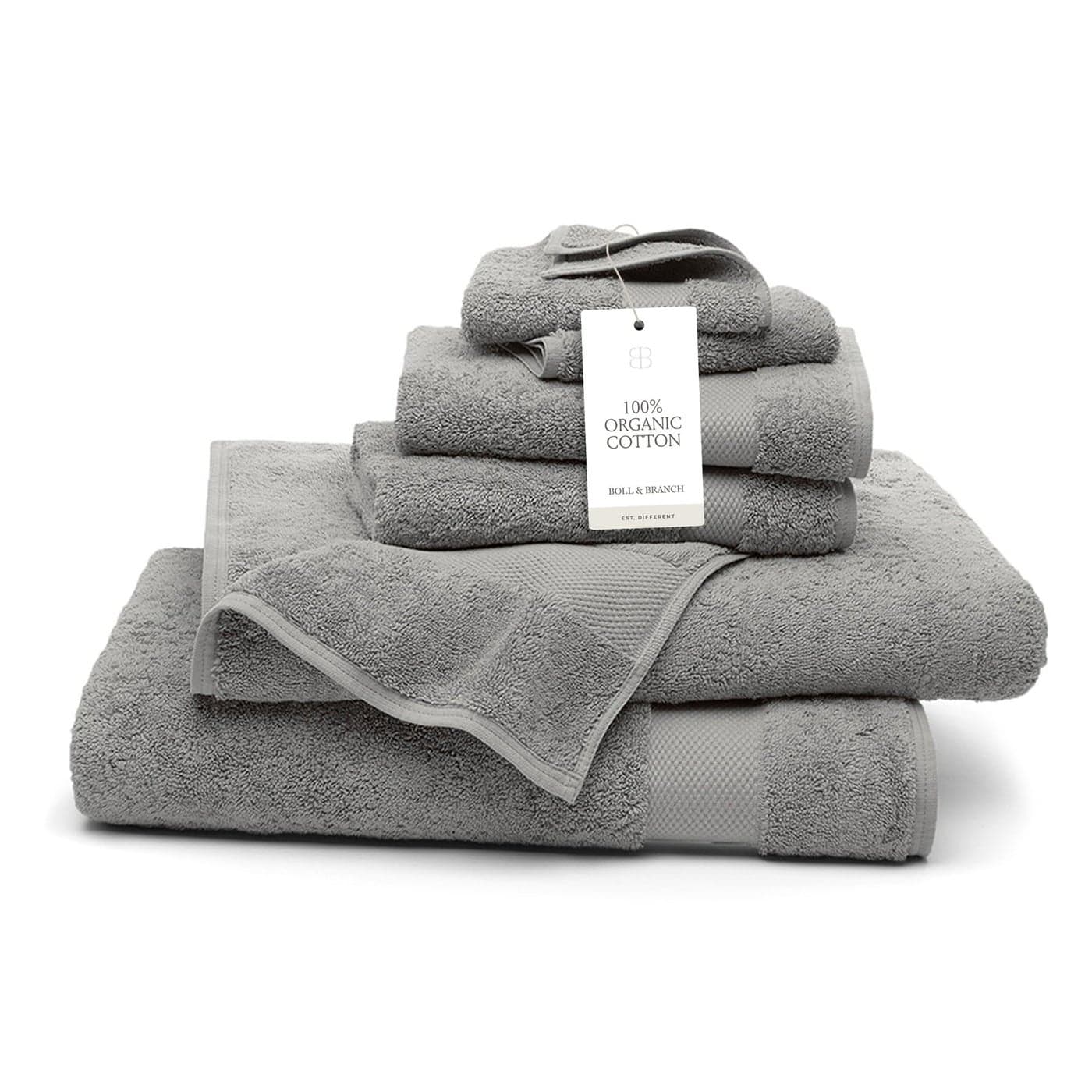 BOLL BRANCH Plush Bath Sheet Set Stone 6 Piece Includes 2 Oversized Bath Sheets 2 Hand Towels 2 Washcloths 100 Organic Cotton Ultra Soft Luxurious Quick Absorbing