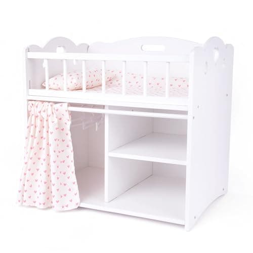 BABESIDE Baby Doll Crib Bed with Storage Bedding and Accessories Realistic Wooden Doll Bed for 1216 Inch Baby Dolls Perfect Baby Doll Accessories Gift for Kids Age 3