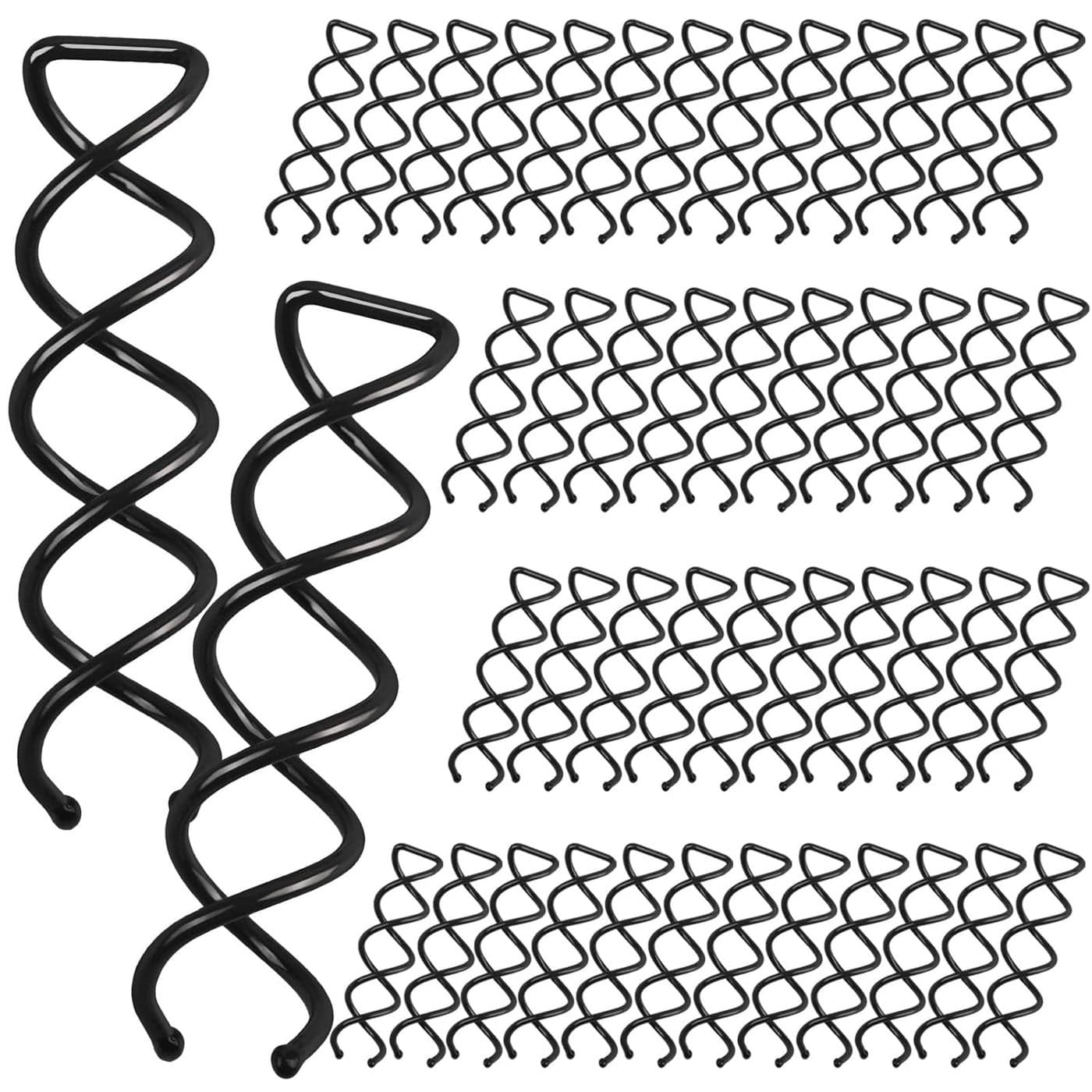 FANDAMEI 50PCS Spiral Hair Pins Spin Pins NonScratch Round Tips Twist Screw Hair Pin for Women Bun Hair Style DIY Spiral Bobby Pins Black