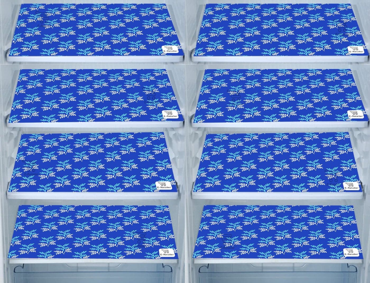 E-Retailer® Waterproof PVC Refrigerator Drawer Mats/Multipurpose Mats/Fridge Mats Set of 8 Pcs (Color-Leaf Blue, Size-17.5X11.5 Inches)
