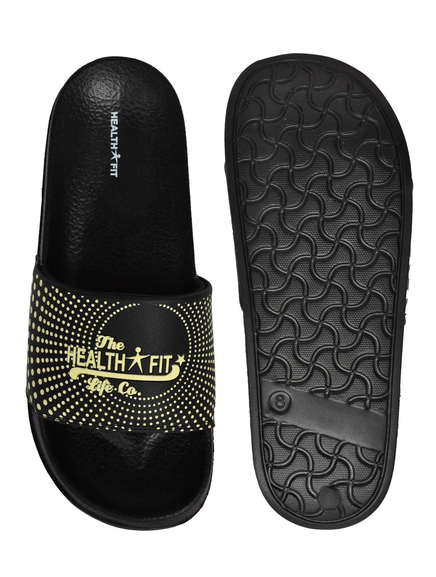 HEALTH FIT EXTRA SOFT Men's Classic Ultra Soft Sliders/Slippers with Cushion Sliders For Gents/Boys Comfortable & Light Weight Stylish & Anti-Skid Everyday Flip Flops for Men HF160 BK UK-8