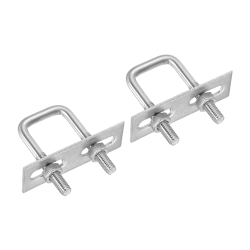 PATIKIL M6x25x50mm Square U-Bolts Kit, 2Set 304 Stainless Steel Square U Shaped Bolts Replacement Parts with Frame Plates and Nuts for Ski Board Sailboat Trailer