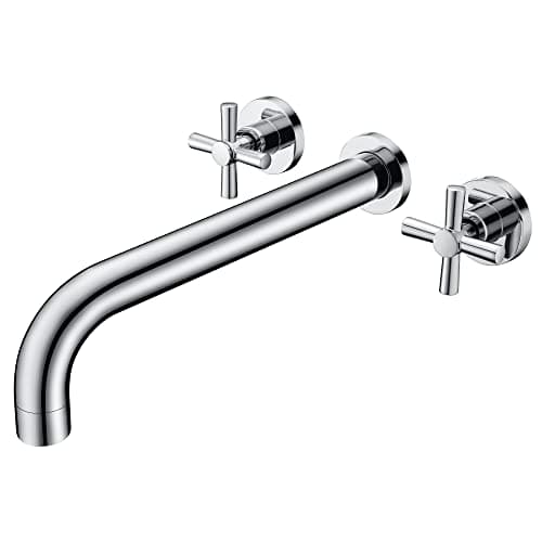 SUMERAIN Tub Filler Wall Mounted Tub Faucet High Flow Bathtub Faucet Chrome Finish with Rough in Valve, Extra Long Spout and Cross Handles