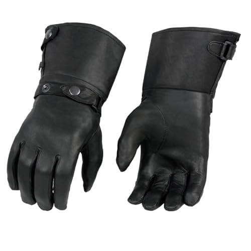 Milwaukee Leather Men's Gauntlet Motorcycle Hand Gloves-Black Leather Long Cuff Snap Closure Thermal Lined-SH264 - X-Large