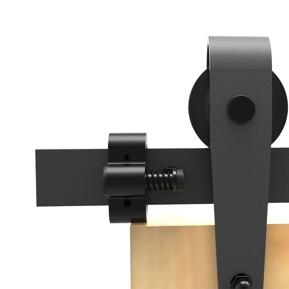 TOIMIOTOIM Sliding Barn Door Stopper Rail Stop for Single or Double Barn Doors Top Flat Track Middle Both End Adjustable Fits 157in40mm Width Track Black 1 Pair