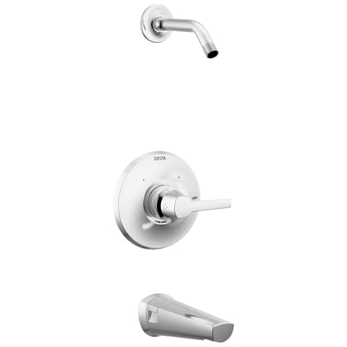 Delta Faucet Galeon Chrome Tub Shower Faucet Set Shower Trim Kit Shower Fixtures Bathtub Faucet Set Shower Handle Lumicoat Chrome T14472PRLHD Shower Head and Valve Not Included