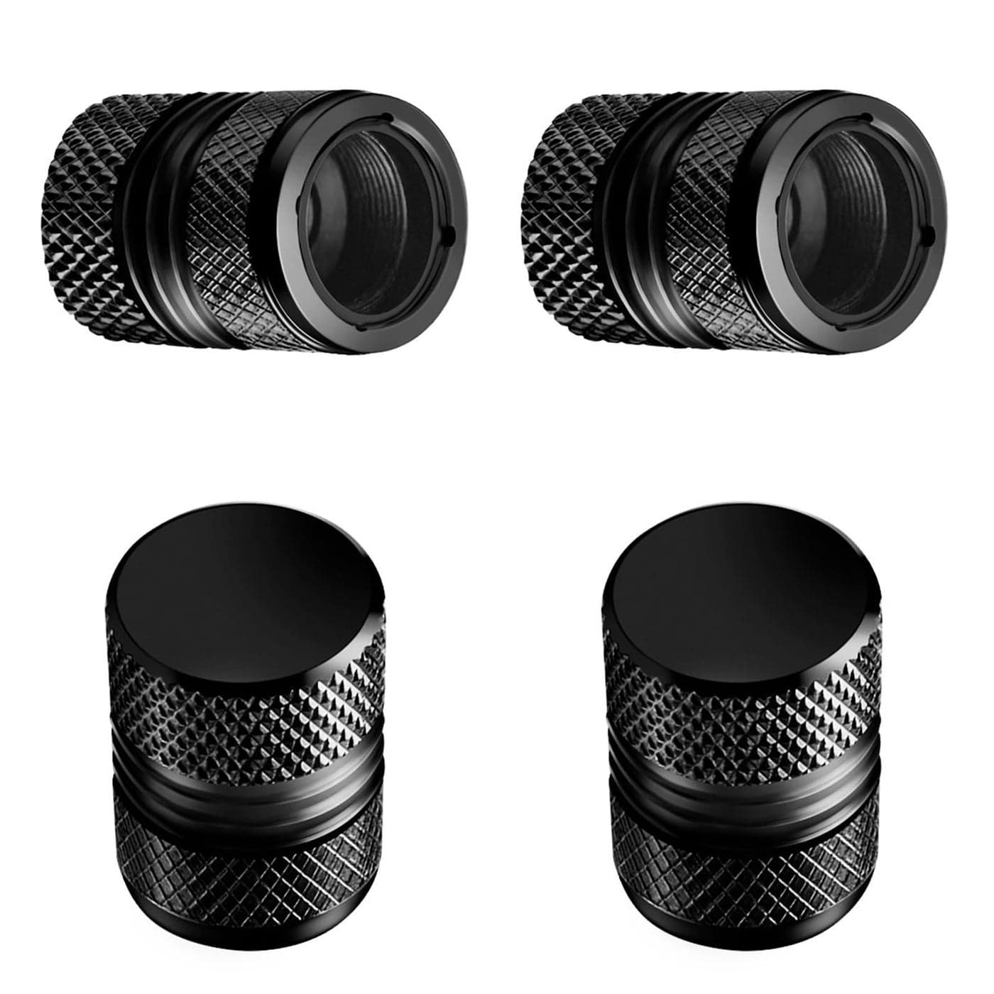 Tire Valve Stem Caps 4 Pack AntiCorrosion Premium Anodized Alloy Tyre Air Valve Caps Universal for Car SUV Bike Black