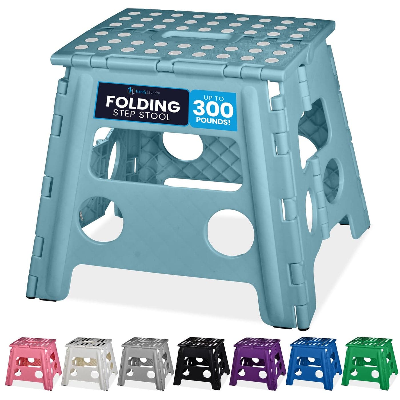 Handy Laundry Folding Lightweight Step Stool Sturdy Enough to Support Adults and Safe Enough for Kids Opens Easy with One Flip Great for Kitchen Bathroom or Bedroom Teal 13 inch