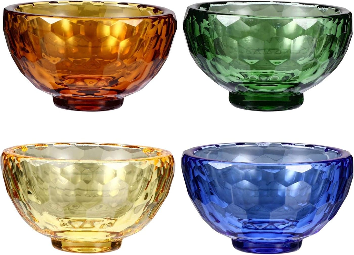 IMIKEYA 4pcs Buddhist Water Offering Bowl Crystal Holy Water Bowl Religion Container Glass Buddha Cup Mini Votive Tealight Holder for Yoga Meditation Altar Buddhist