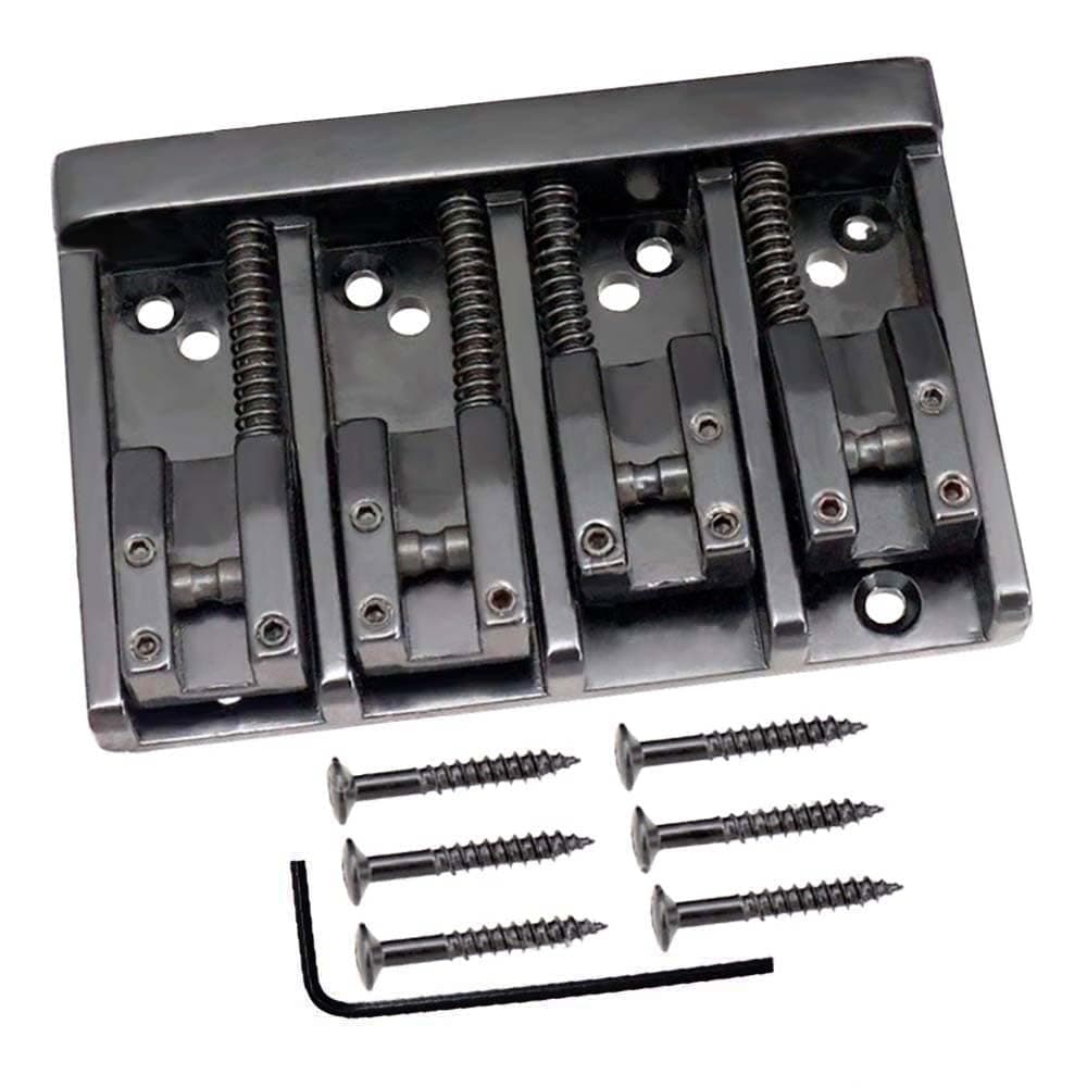 Vintage 4 String Bass Bridge Tailpiece Astyle Roller Saddle Bridge Top Load or String Through Body Black