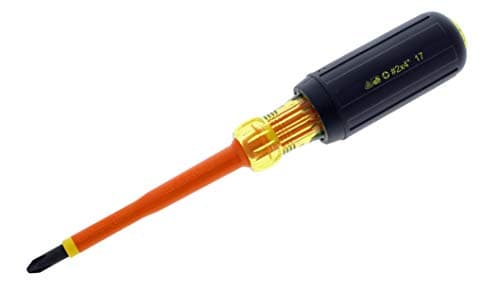 IDEAL Electrical 35-9194 Insulated Screwdriver Orange, 2 x 4 in. Shaft Screwdriver with Cushion-Grip Handles. Electrician Tool Kits