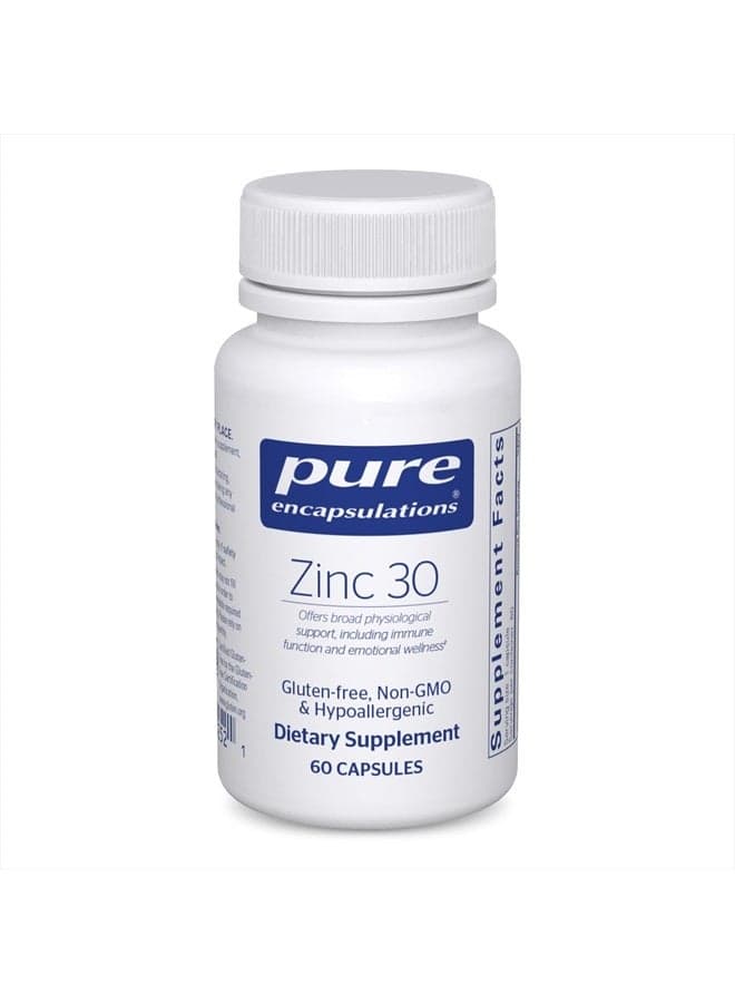 Zinc 30 mg - Highly Absorbable - for Immune System Support - Zinc Picolinate - 60 Capsules