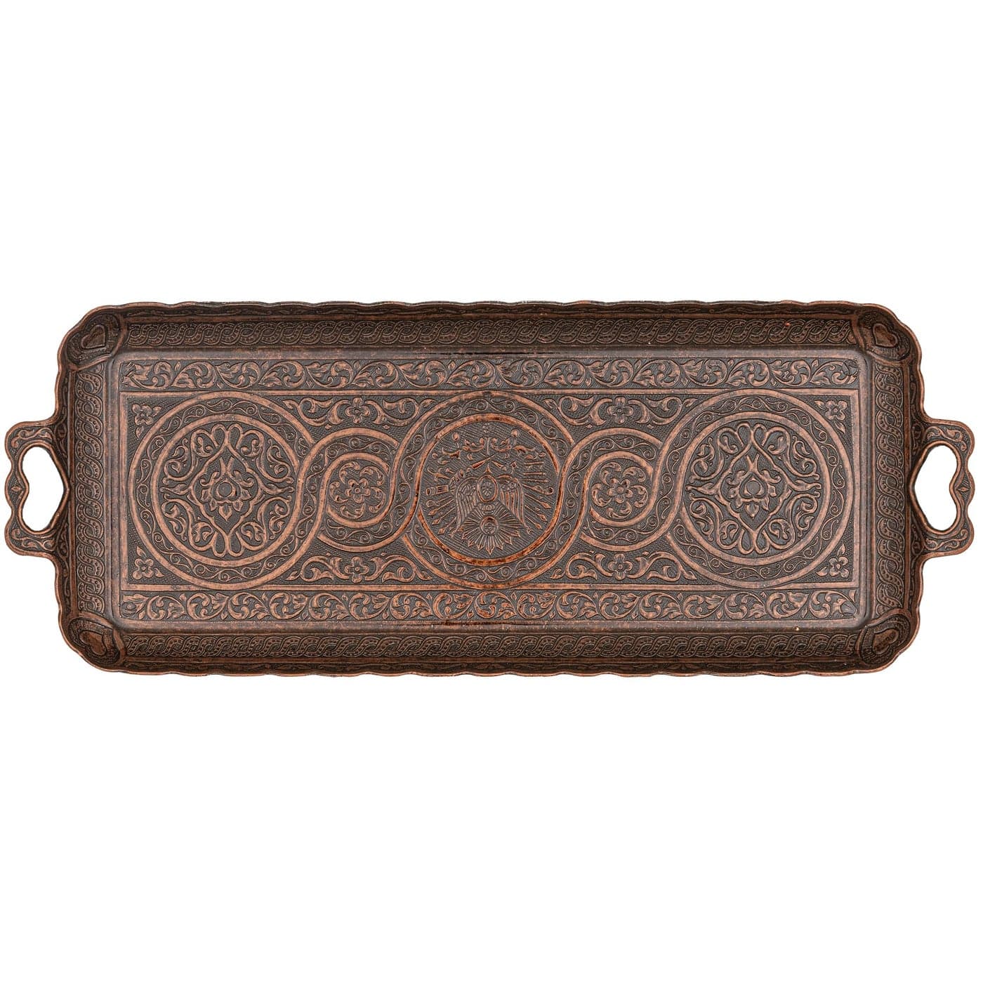Alisveristime Turkish Ottoman Coffee Tea Beverage Serving Rectangle Tray Small Tray 13 INC55 INC Copper
