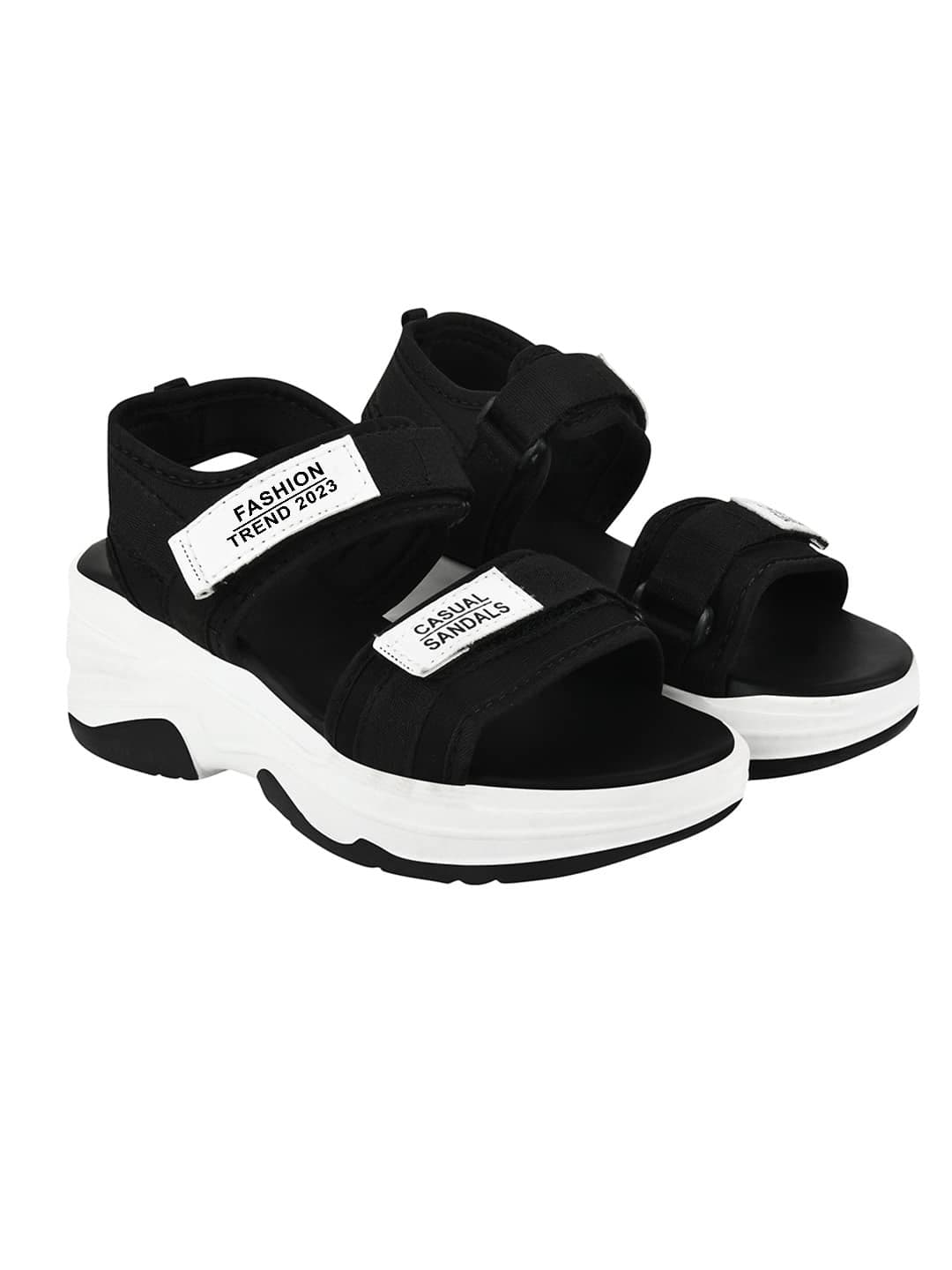Shoetopia girls Jojo Black Sandal - 5 UK (Girls-Jojo-Black)