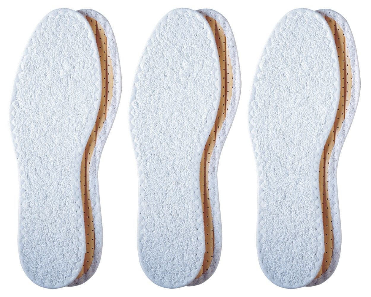Pedag Summer | Terry Cotton Sockless Insoles | Barefoot Inserts | Handmade in Germany | Absorbs Sweat & Controls Odor | Wear Without Socks | Washable | US Women 10/ Men 7/ EU 40 | White | 3 Pair