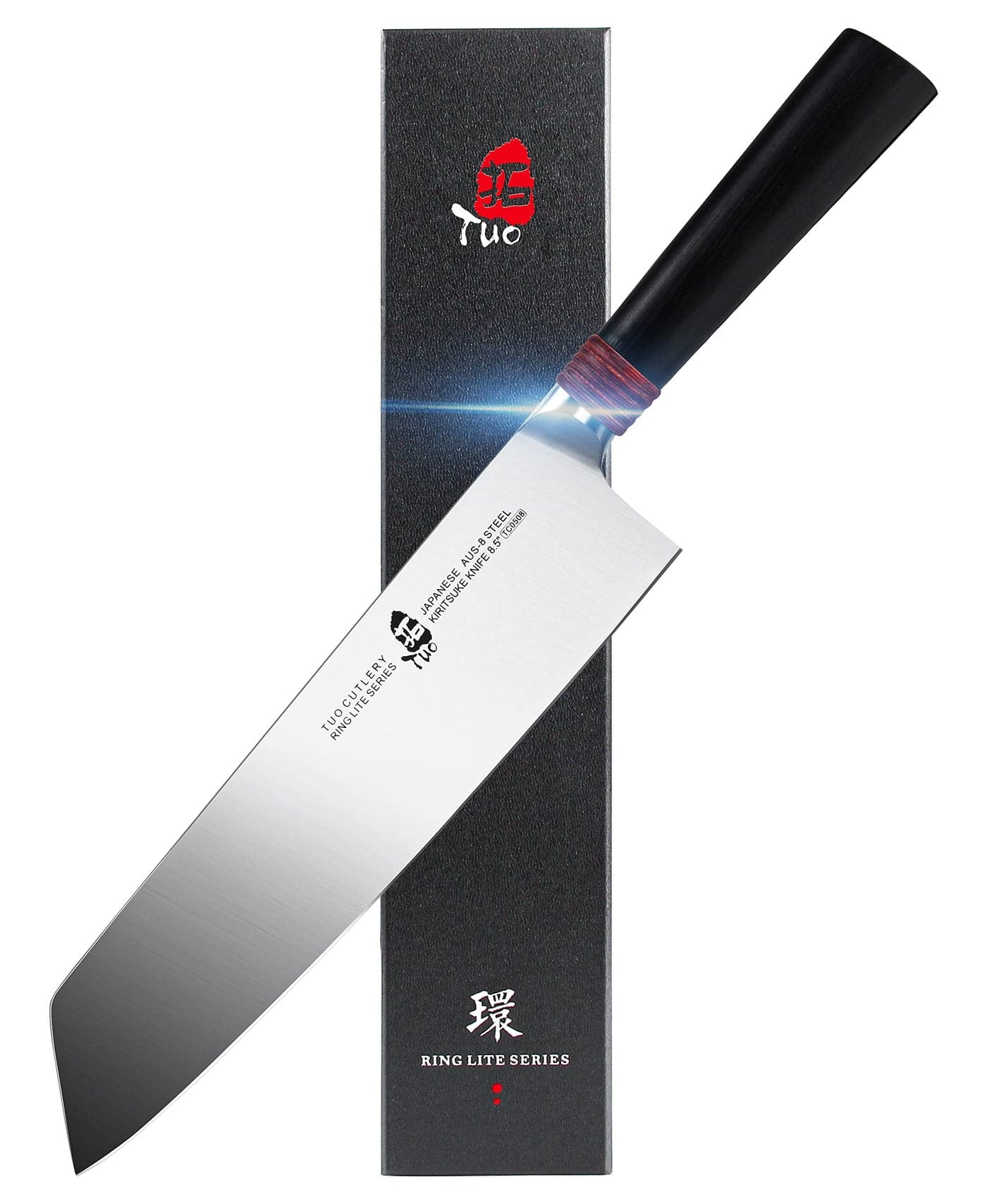 TUO Kiritsuke Chef Knife 8.5 inch - Kitchen Vegetable Cleaver Professional Japanese Knives for Vegetables and Fruits - AUS-8 Stainless Steel with Pakkawood Handle - RING LITE SERIES with Gift Box