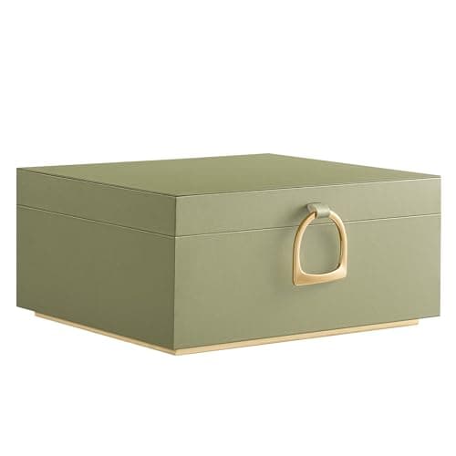 SONGMICS 2-Layer Jewelry Box, Jewelry Organizer with Handle, Removable Jewelry Tray, Jewelry Storage, Floating Effect, 8.1 x 9.4 x 4.3 Inches, Gift Idea, Sage Green UJBC165C02