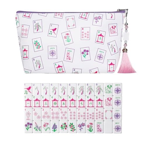 GUSTARIA Mini Mahjong Tiles Set American Mahjong Game Set with 160 094in Acrylic Tiles 4 Racks and a Carrying Bag Mahjong Accessories