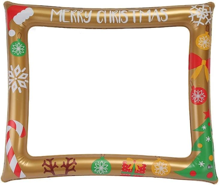 Christmas Photo Props Inflatable Frame Selfie Family Reunions Photo Booth Props Supplies for Christmas Party Family Activities Entertaining New Year Props