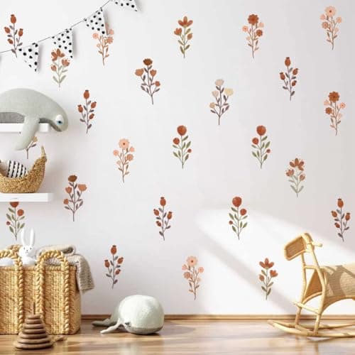 Flower Wall DecalsBoho Flower Wall DecalsWildflower StickerPeel and Stick Floral Decor Girls Bedroom Nursery Classroom Living Room Spring Theme Decoration S236FlowerWall Stickers