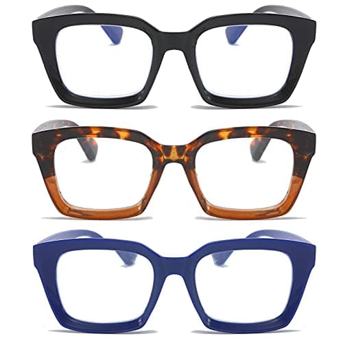 DXYXYO Reading Glasses 1.75 Women Blue Light Blocking Men Oversized Rectangle Computer Readers 3 Pack Retro Fashion Oprah Style Square