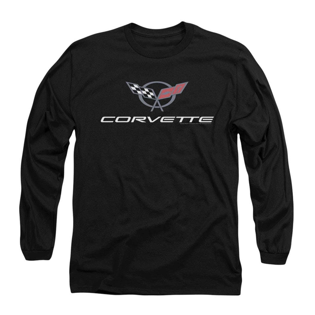 Popfunk Chevy Corvette Chevrolet Vintage GM Car Logo Long-Sleeve T Shirt (Large)
