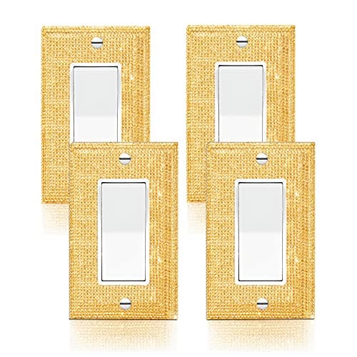 4 Pcs Silver Shiny Silver Golden Rhinestone Light Switch Cover Or Outlet Decorative Outlet Cover Plate Wall Plate