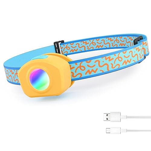 EverBrite LED Headlamp Rechargeable Kids Headlamp with RGB Mode and Adjustable Headband, 3 Modes Multicolor Headlamp for Kids, Bright Kids Head Lamp for Camping, Reading, Exploring, Hiking, Birthday