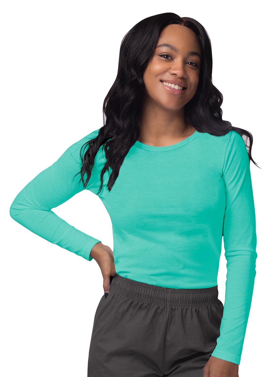 Sivvan Scrubs for Women - Long Sleeve Comfort Underscrub Tee - S8500 - Sea Glass - L