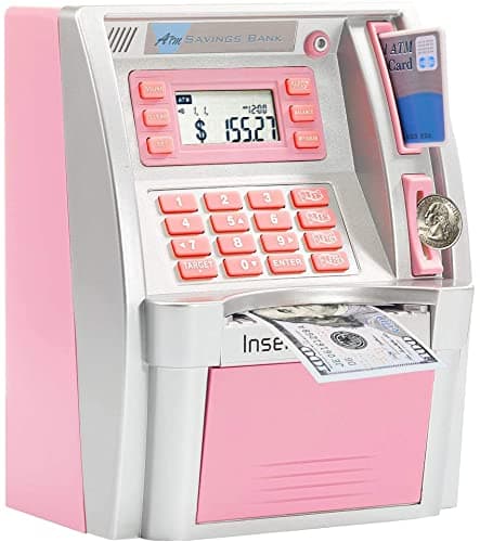 GoodsFederation ATM Piggy Bank for Real Money for Kids AdultsToy Money Bank with CardPasswordCoin RecognitionBill FeederBalance CalculatorElectronic Money Safe Coin BoxHot Gift for Boys Girls