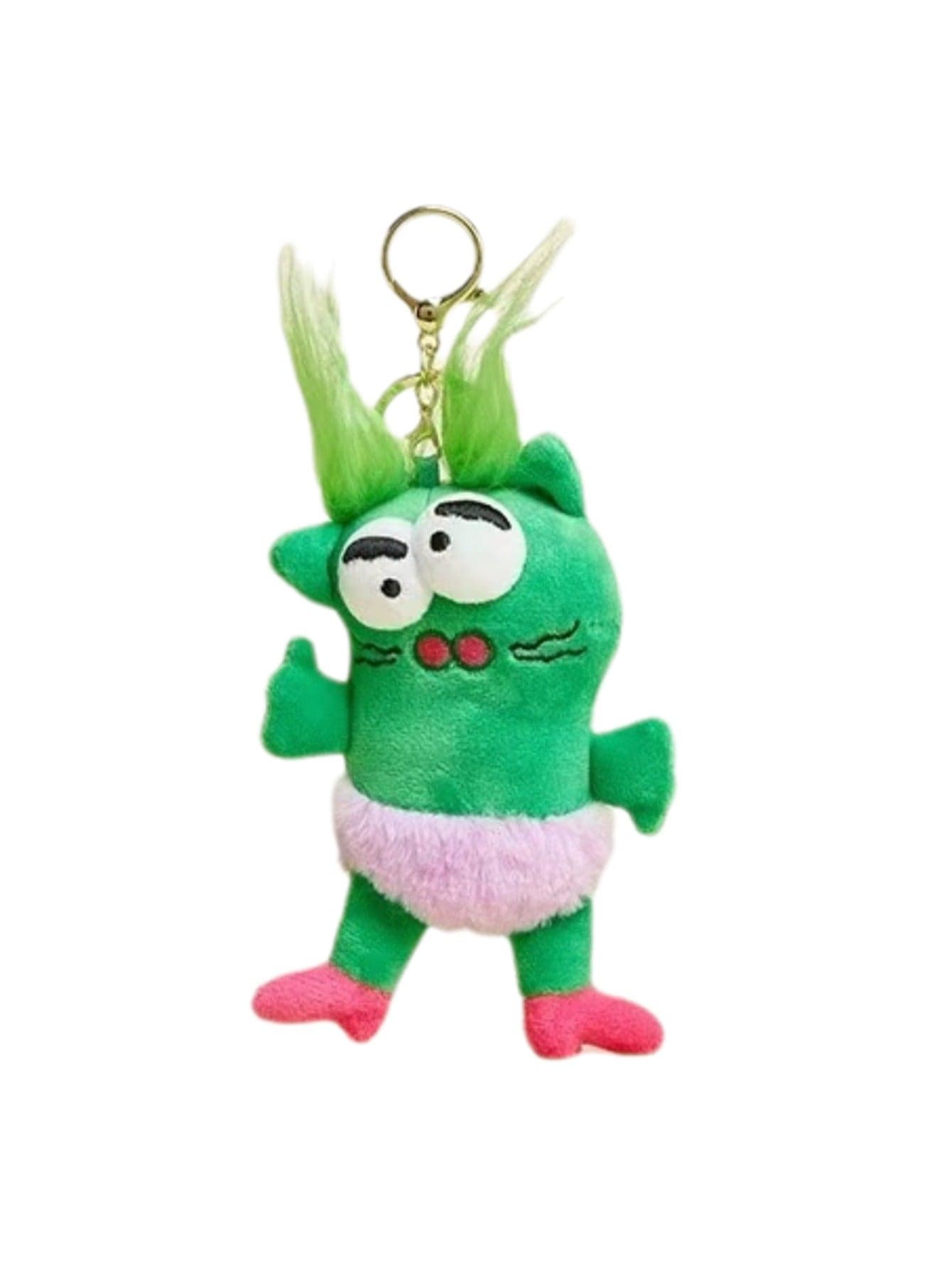 Creative Funny Ugly Pendant, Escape Madman Plush Doll, Bag Key Pendant Doll Cartoon Backpack Small Pendant - Swan Lake - Green Frog
