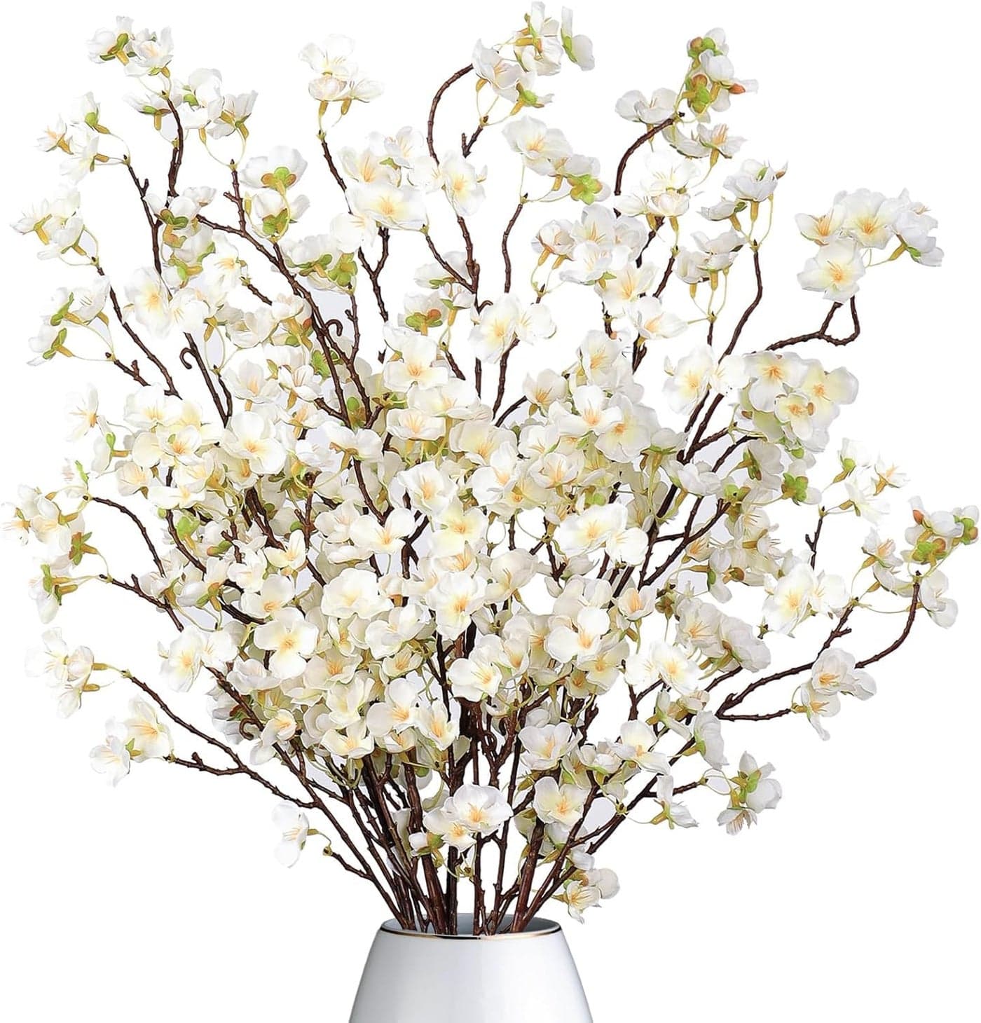 Dremisland 4PCS Artificial Cherry Blossom Branches White Peach Flowers 393in Spring Fake Peach Blossom Branches Stems Silk Floral Picks Faux Plum Blossom for Vase Wedding Bouquets Party Table Decor