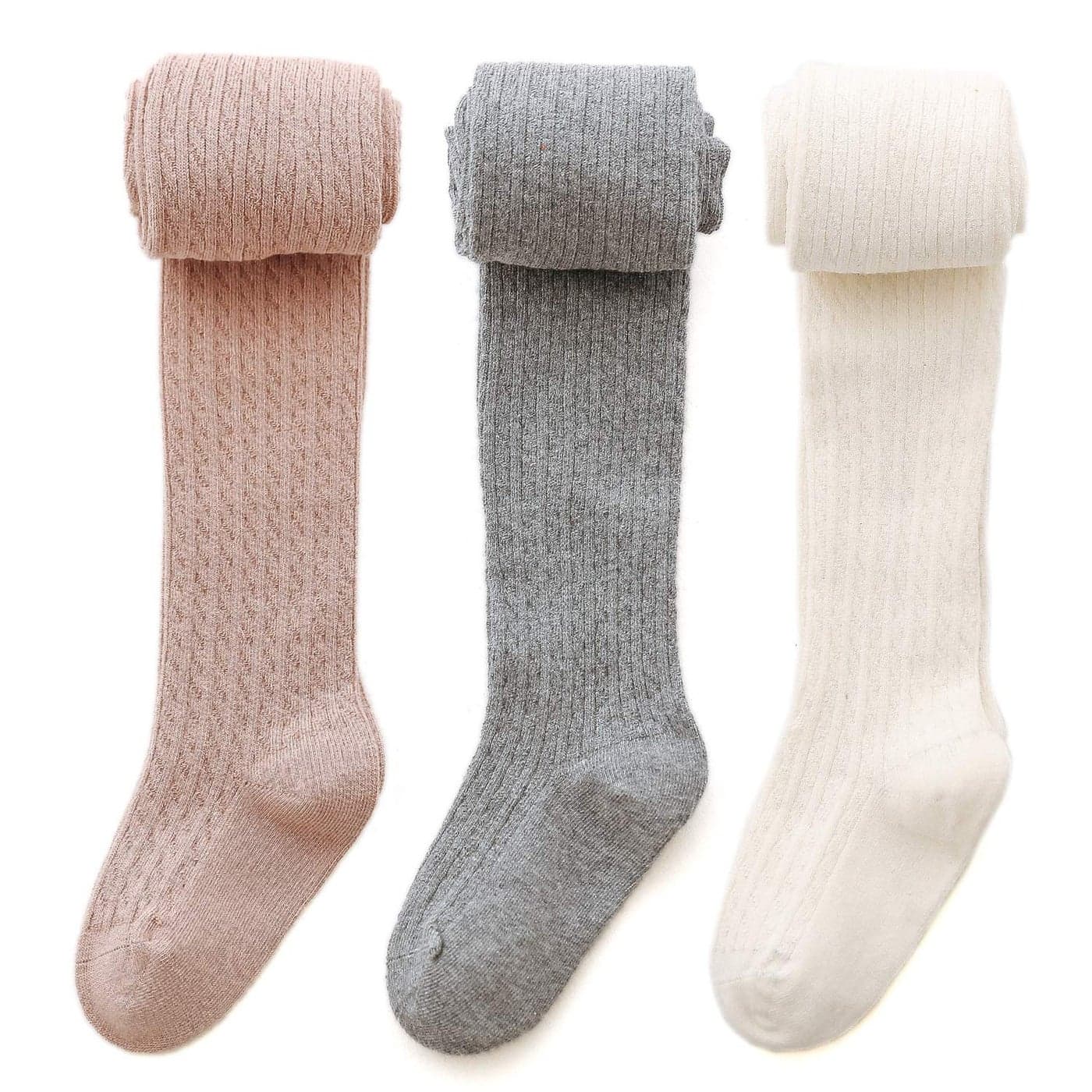 EPEIUS Girl Thick Cable Knit Leggings Kids Warm Cotton Pantyhose Big Girl Stockings Dress Tights School Uniform White Pink Grey 810 Years