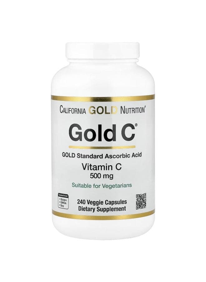 California Gold Nutrition, Gold C®, USP Grade Vitamin C, 500 mg, 240 Veggie Capsules