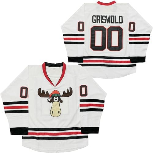 #00 Griswold Movie Hockey Jerseys X-Mas Christmas Vacation Mens Jersey White Stitched M