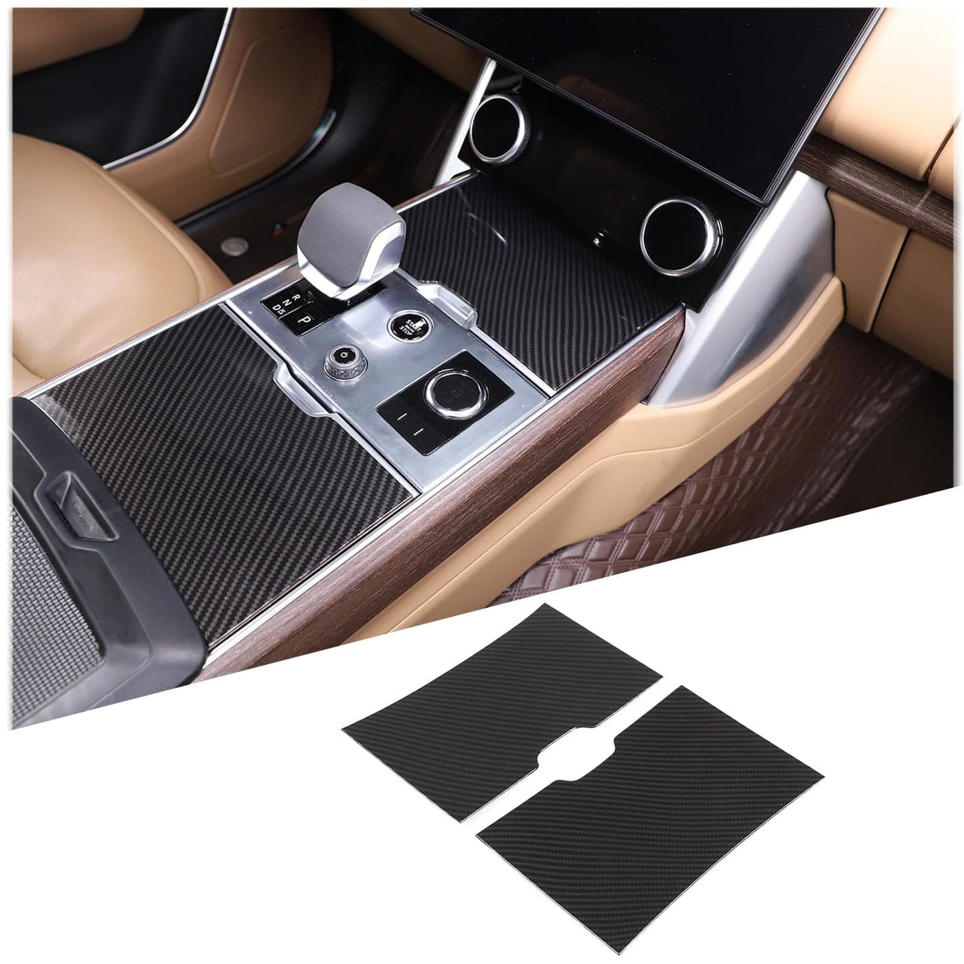 Heutamo Center Control Gear Shift Panel Trim Cover Compatible with Land Rover Range Rover Vogue Accessories 2023 2024 ABS Gear Shift Panel Cover Cup Holder Frame Trim